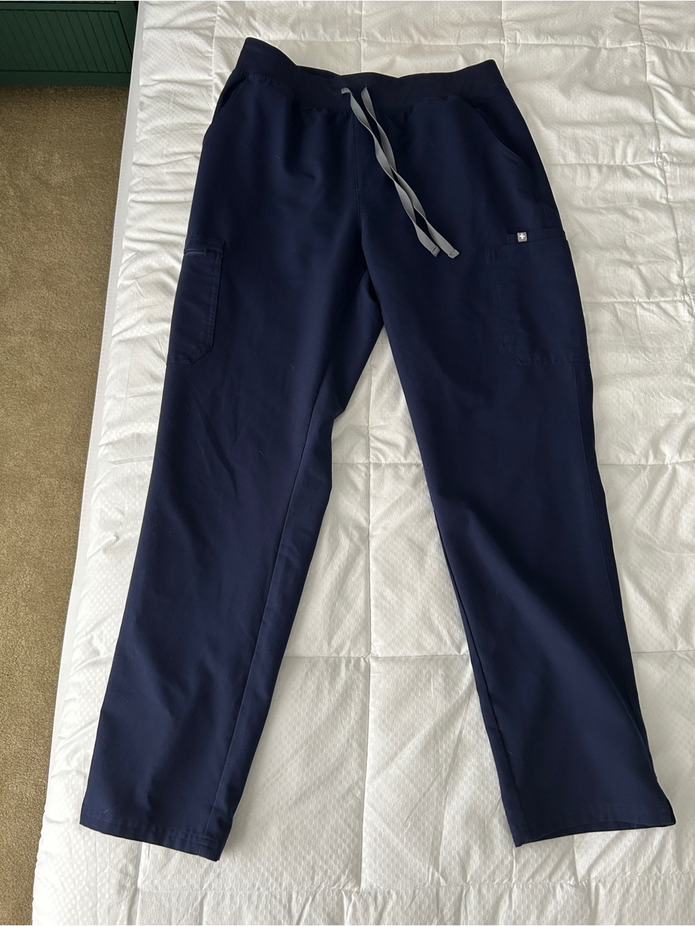Figs Navy Straight-Leg Scrub Pants with Drawstring